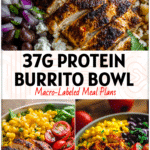 Colorful Blackened Chicken Bowl with fresh toppings, showing the Best Burrito Bowl Recipe and Mexican Bowl Recipe Chicken style.